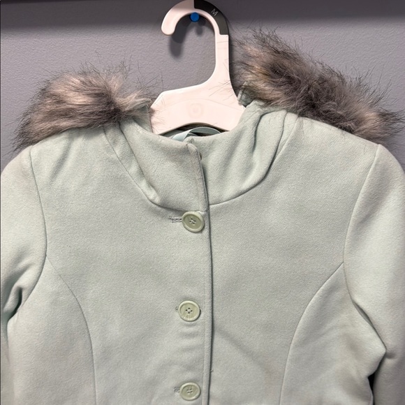 Cat & Jack Green Pea Coat with High Collar - Picture 3 of 16